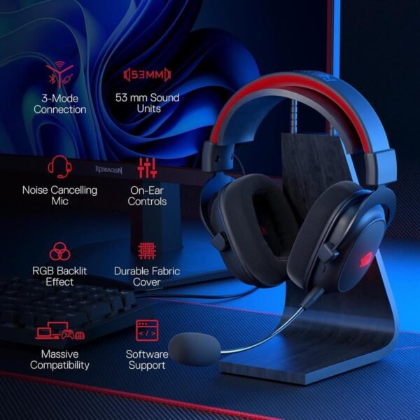 Redragon H510 ZEUS PRO 3-Mode Wireless RGB Gaming Headset - Image 3