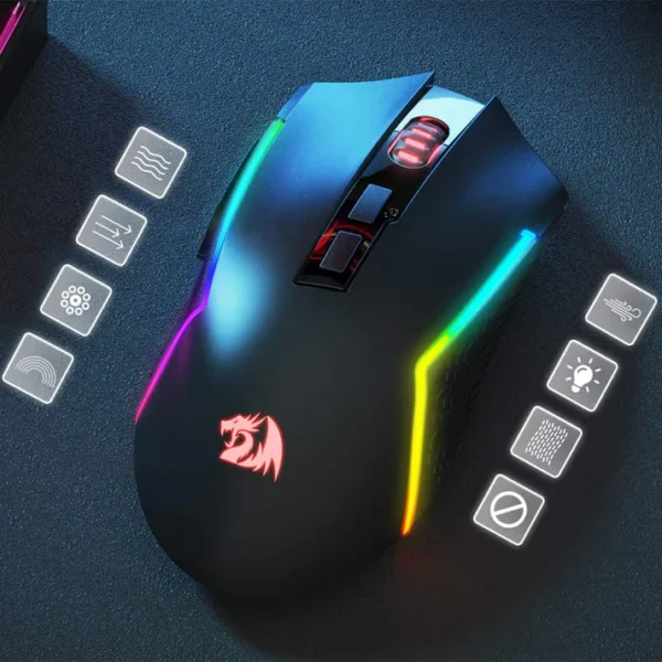 Redragon M693 TRIDENT PRO Wired & Wireless (Bluetooth) Gaming Mouse (Black) - Image 6