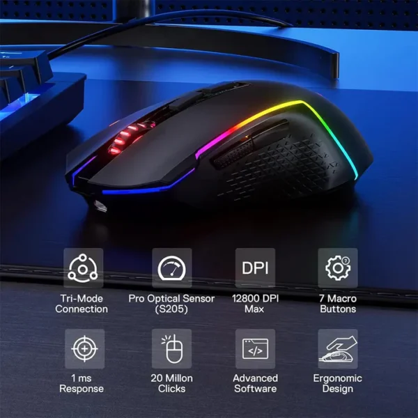 Redragon M693 Trident Lite 3-Modes Wireless Mouse - Image 9