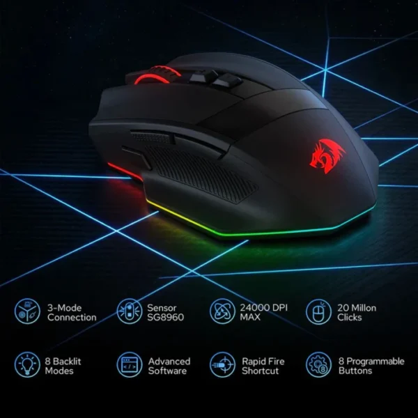 Redragon M923 Stealth RGB Wired Gaming Mouse - Image 5