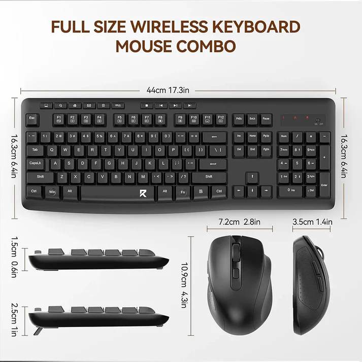 Redragon-BS-7367B-Wireless-Office-Combo-Dimensions