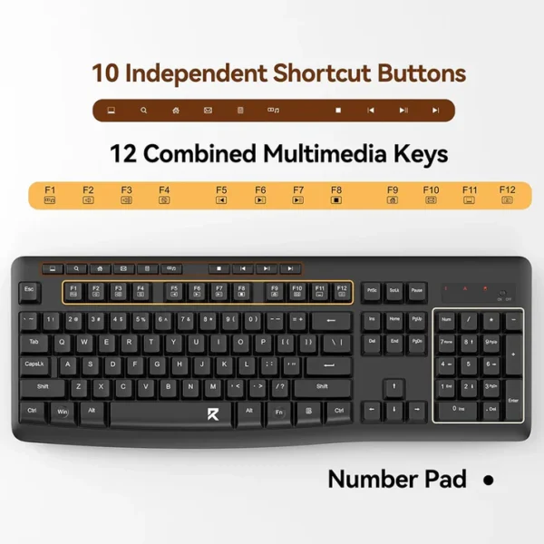 Redragon BS-7367B Wireless Keyboard and Mouse Office 2-in-1 Combo - Image 6