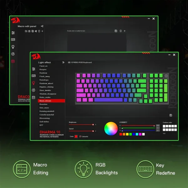 Redragon K740 Dharma Wired Mechanical Gaming Keyboard with Linear Dragon Chant Switch - Image 8