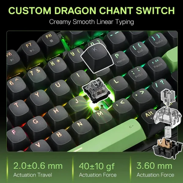Redragon K740 Dharma Wired Mechanical Gaming Keyboard with Linear Dragon Chant Switch - Image 3