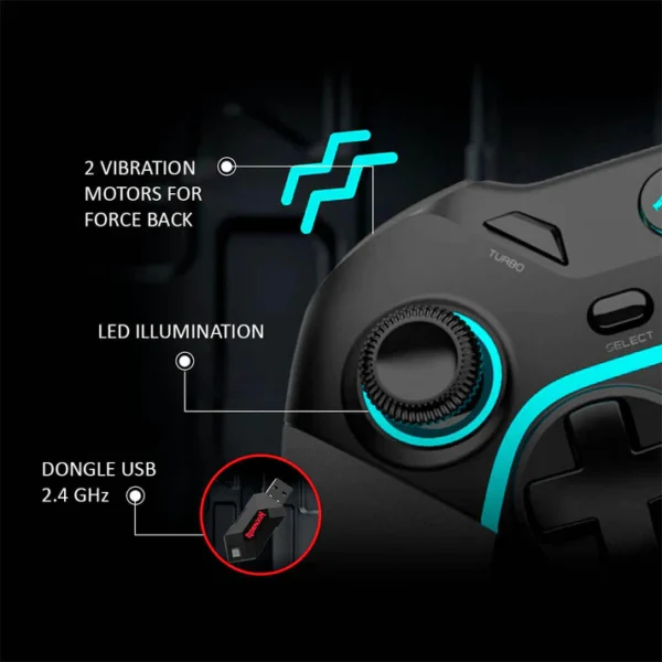 Redragon G808 Harrow PRO Dual Mode Wireless Gaming Controller for PC & Android - Image 7