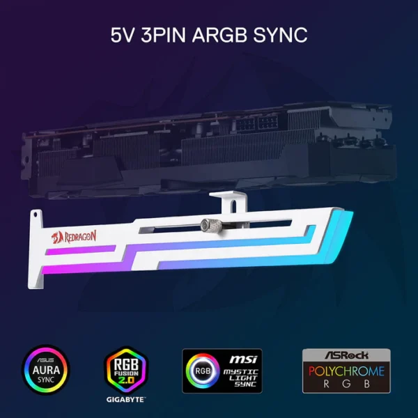 Redragon GCP03 White Graphics Card GPU Support Bracket - Image 4