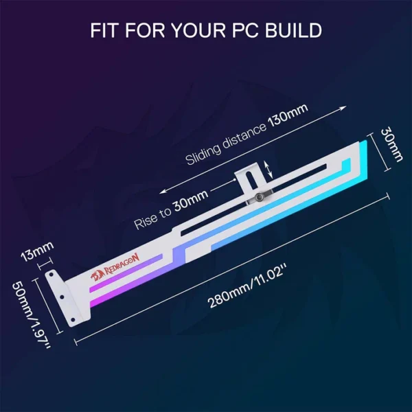 Redragon GCP03 White Graphics Card GPU Support Bracket - Image 5
