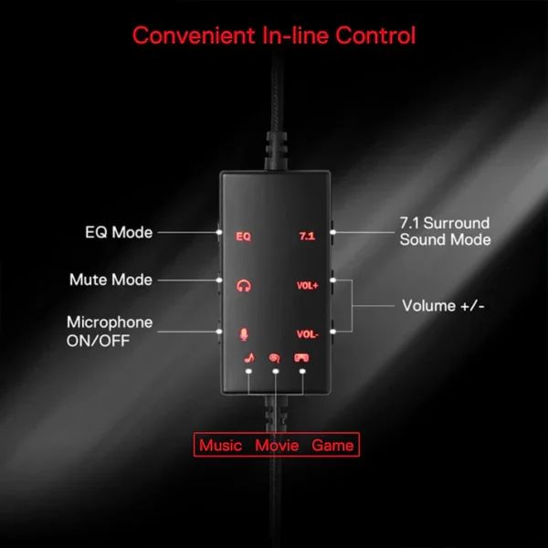 Redragon H376 Aurora In-Line Control Wired Gaming Headset - Image 5