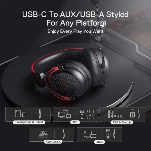Redragon H386 Diomedes 7.1 Surround Sound 53mm Wired Gaming Headset - Image 8