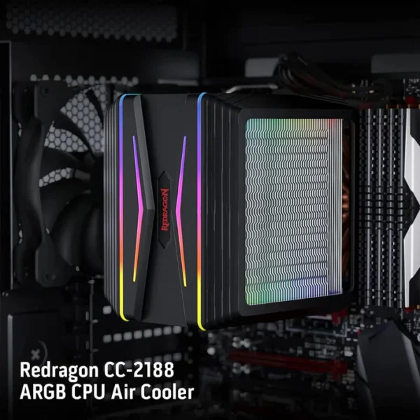 Redragon CC-2188 Hodur Dual Tower CPU Air Cooler with 6 Heat Pipes - Image 4