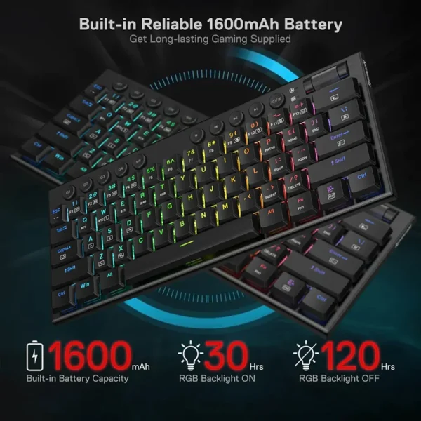 Redragon K632 Horus Pro 60% RGB 3-Mode Wireless Mechanical Keyboard - Image 5