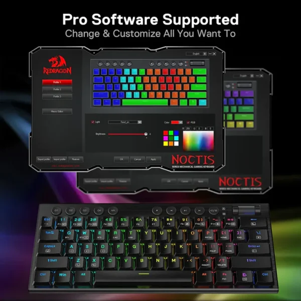 Redragon K632 Horus Pro 60% RGB 3-Mode Wireless Mechanical Keyboard - Image 9