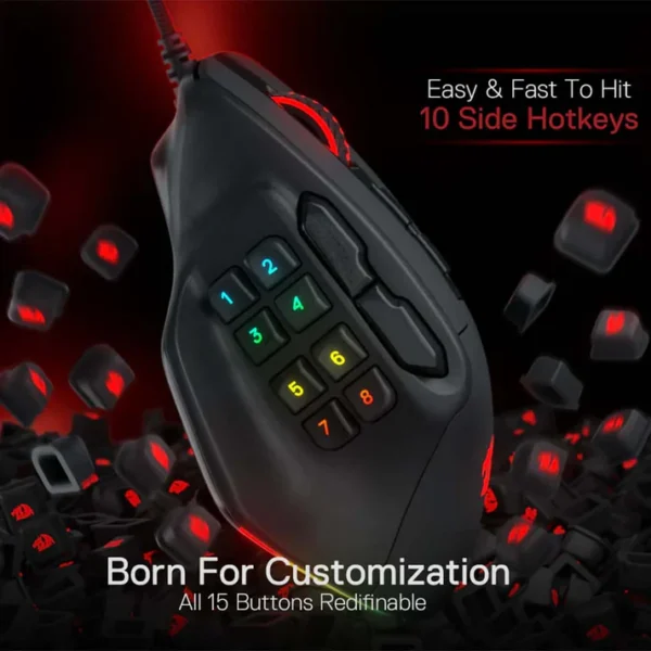 Redragon M811 Aatrox RGB MMO Gaming Mouse 12400 DPI - Image 4
