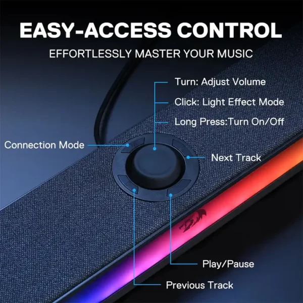 Redragon GS515 Neo RGB Wireless 2.0 Stereo Soundbar - Image 5