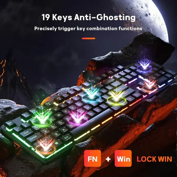 Redragon K521 Netherbane Full Size RGB Wired Membrane Gaming Keyboard - Image 4