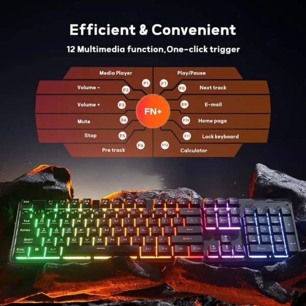 Redragon K521 Netherbane Full Size RGB Wired Membrane Gaming Keyboard - Image 5