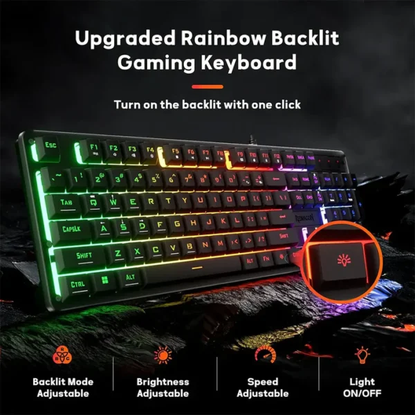 Redragon K521 Netherbane Full Size RGB Wired Membrane Gaming Keyboard - Image 2