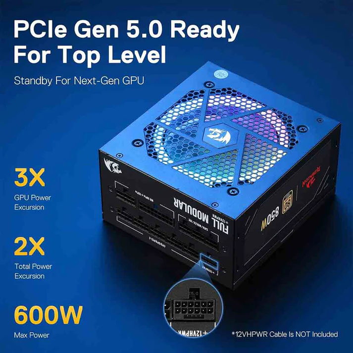 Redragon-PS007-Gold-Certified-850-Watt-RGB-Power-Supply-Top-View
