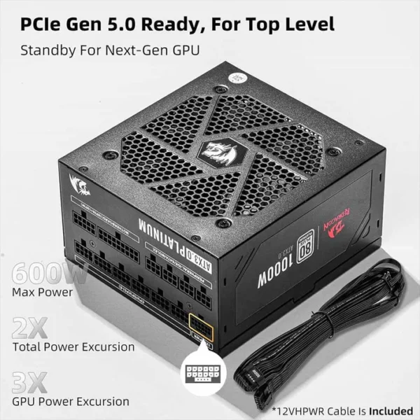 Redragon PS017 1000W 80+ Platinum Fully Modular Power Supply - Image 4