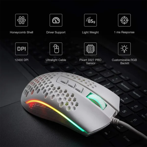 Redragon M808W Storm RGB Ultralight Gaming Mouse - Image 4