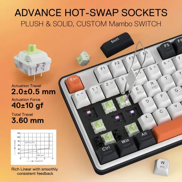 Redragon K689 Wyvern Pro RGB Wireless 104-Key Mechanical Gaming Keyboard - Image 7