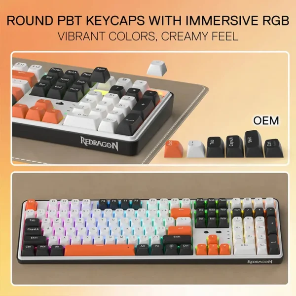 Redragon K689 Wyvern Pro RGB Wireless 104-Key Mechanical Gaming Keyboard - Image 6