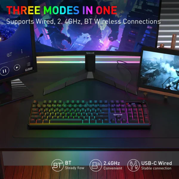 Redragon Volcano K526 PRO 104 Keys Mechanical Feel Gaming Keyboard - Image 11