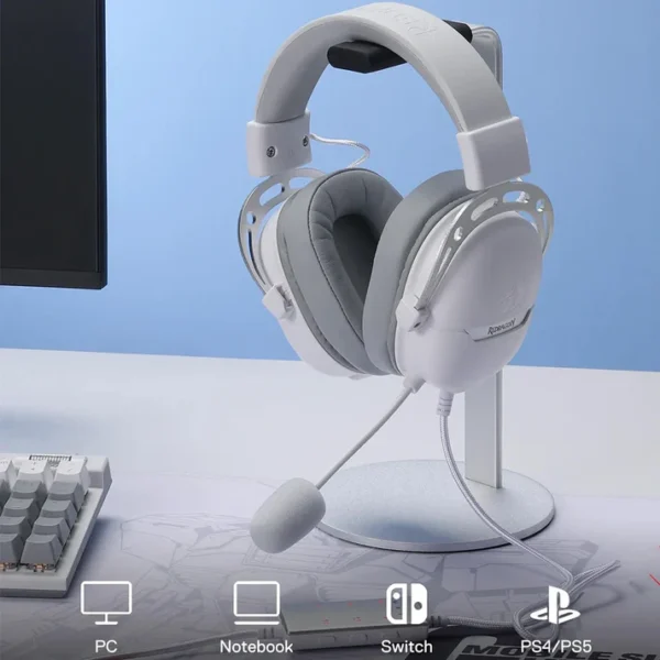 Redragon H376 Aurora White 7.1 Surround Sound Wired Gaming Headset - Image 2