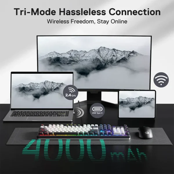 Redragon Terraflare K762 Pro Wireless Mechanical Gaming Keyboard with LED Screen - Image 7