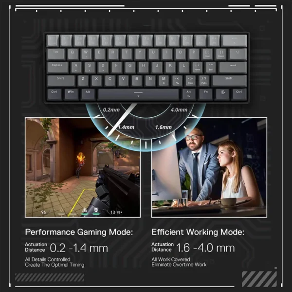 Redragon K617 FIZZ 60% Rapid Trigger Wired Magnetic Switch Gaming Keyboard - Image 8
